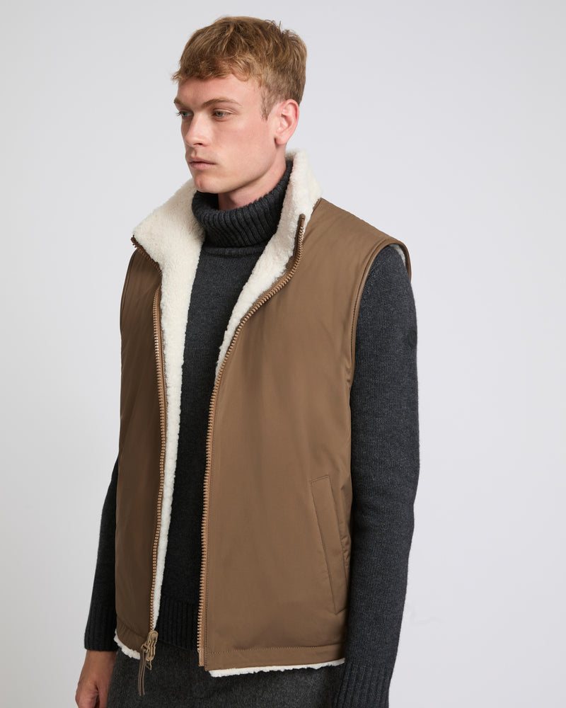 Reversible shearling fleece gilet - white - Yves Salomon