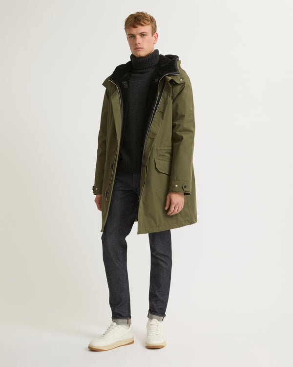 Iconic parka in cotton blend and shearling