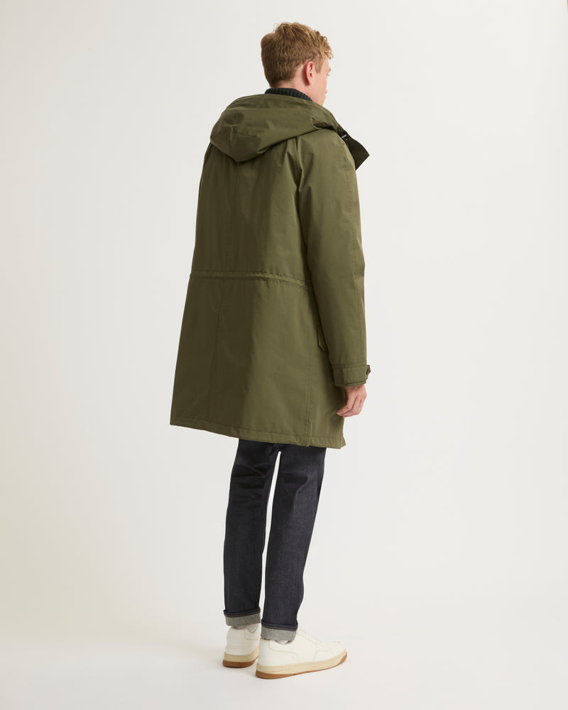 Iconic parka in cotton blend and shearling - khaki - Yves Salomon