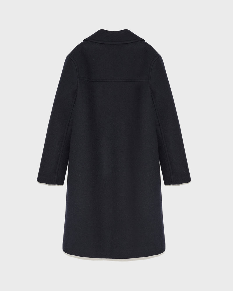 Woollen fabric coat - navy - Yves Salomon