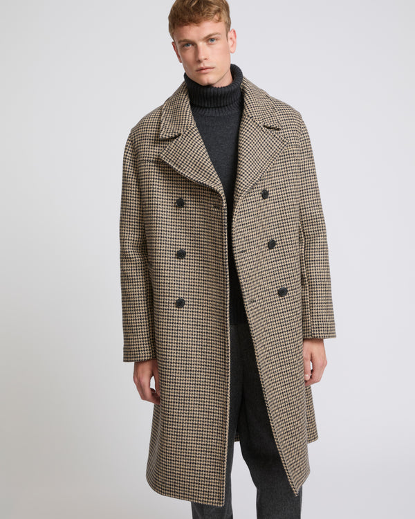 Houndstooth woollen fabric coat - houndstooth pattern