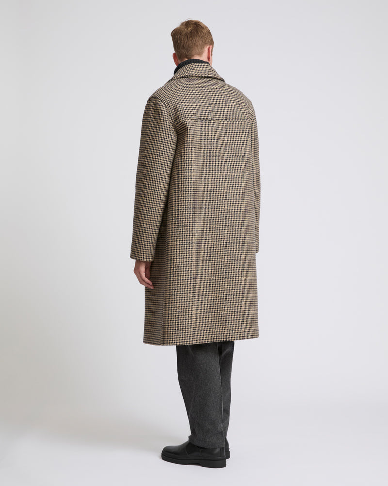 Houndstooth woollen fabric coat - houndstooth pattern - Yves Salomon