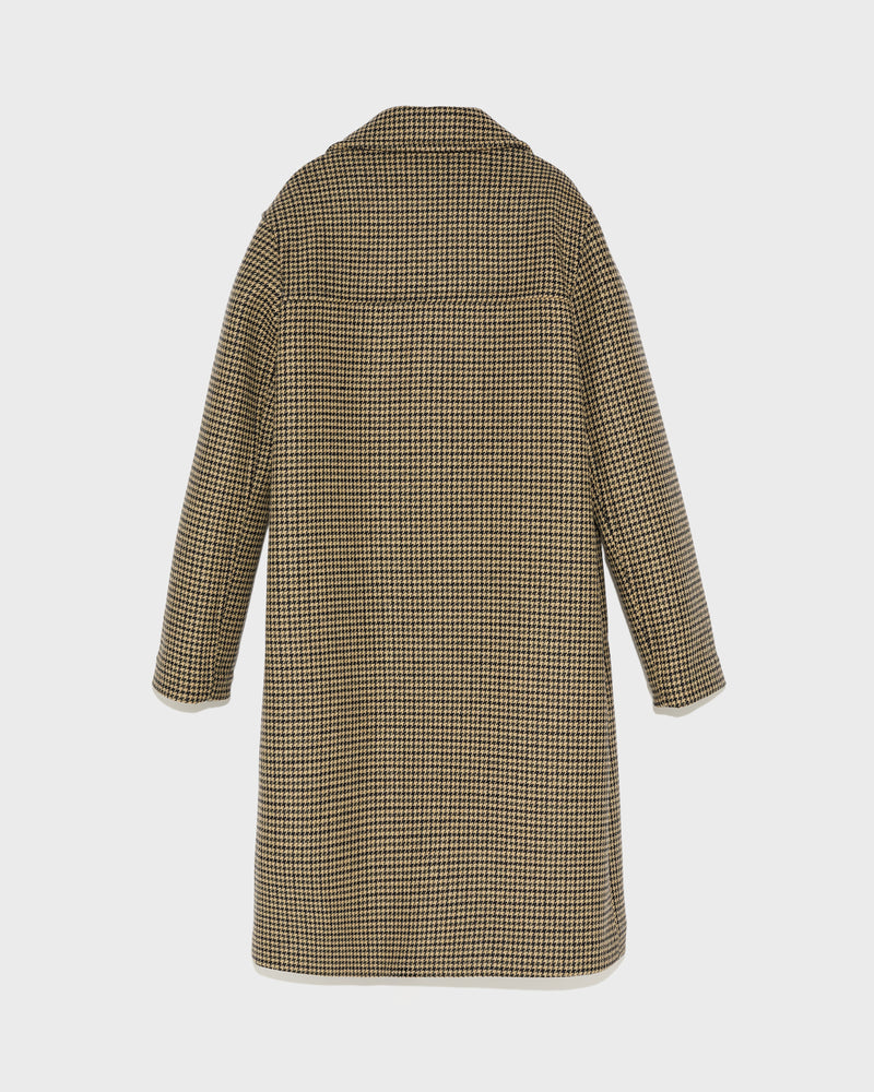 Houndstooth woollen fabric coat - houndstooth pattern - Yves Salomon