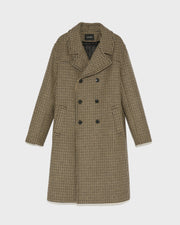 Houndstooth woollen fabric coat