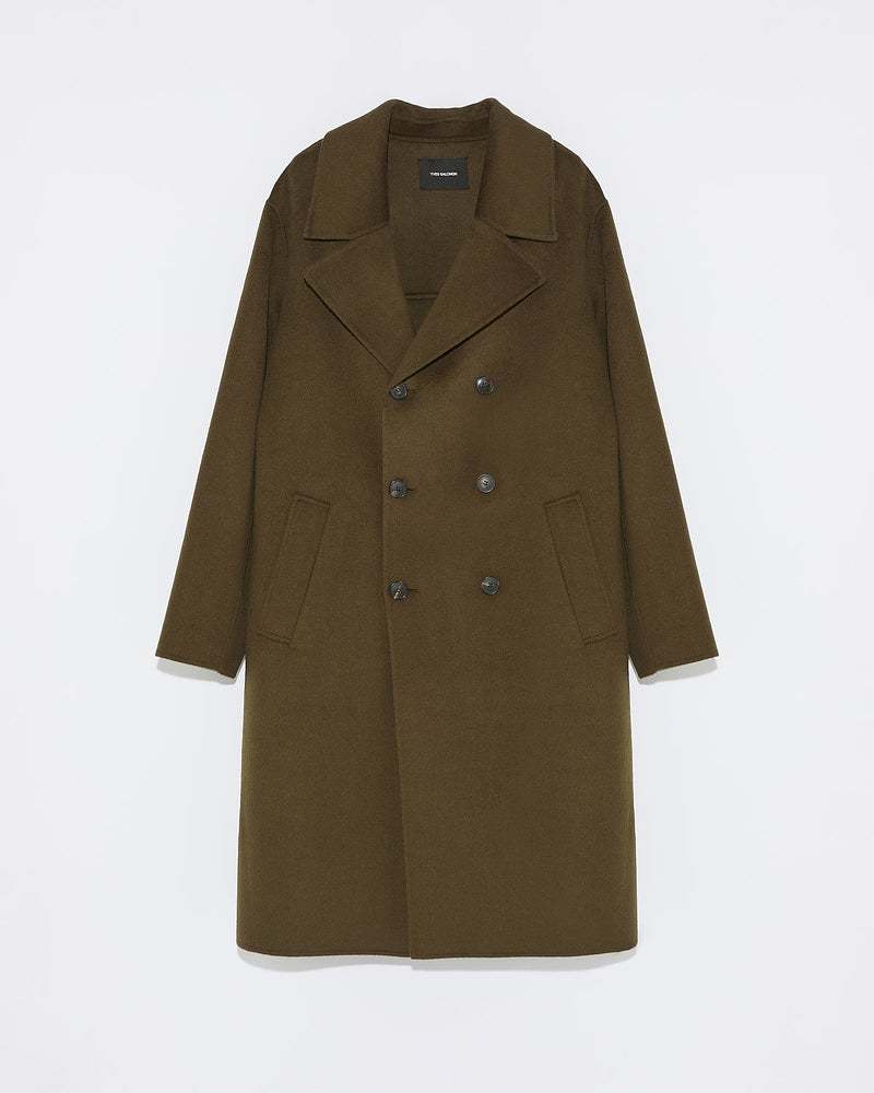 Double-sided wool-cashmere coat - khaki - Yves Salomon