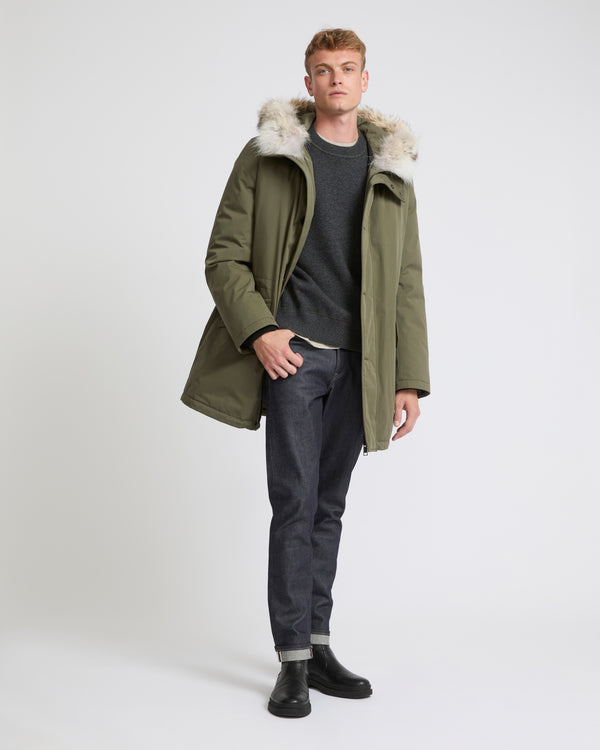 Cotton-blend iconic parka with coyote fur trim