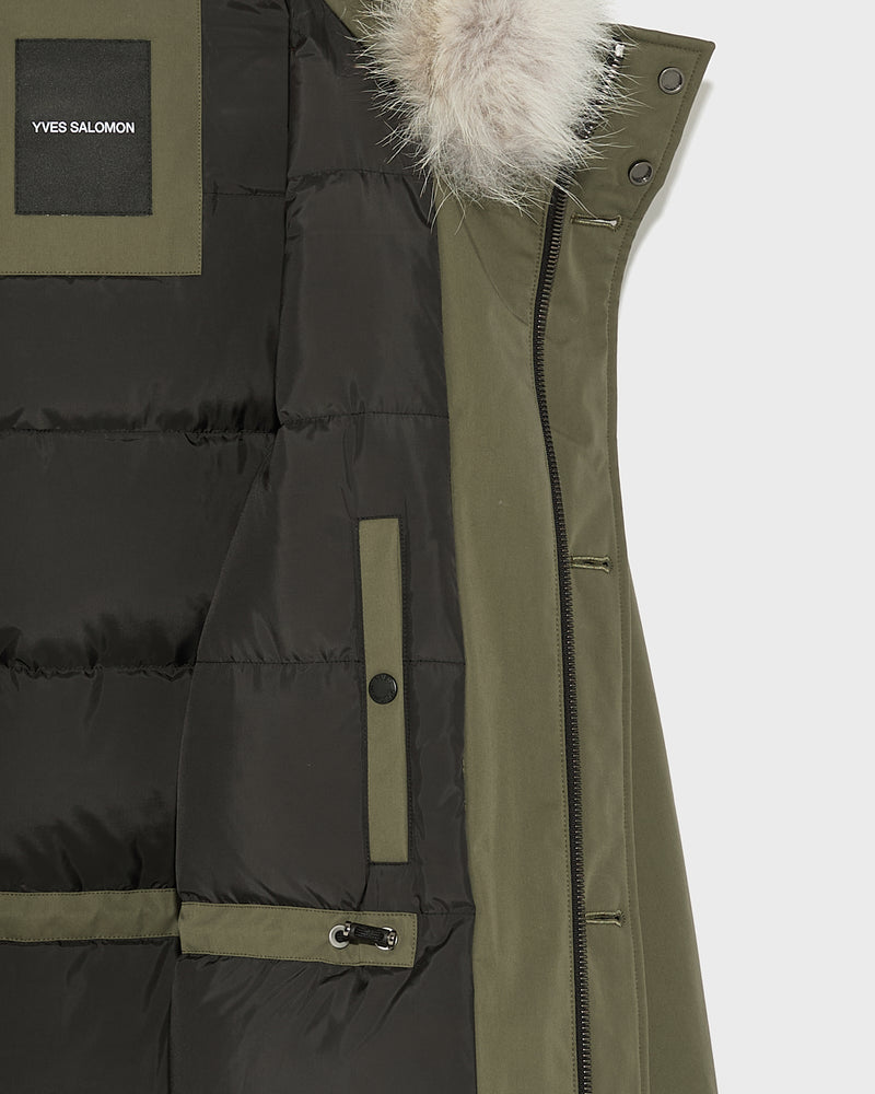 Cotton-blend iconic parka with coyote fur trim