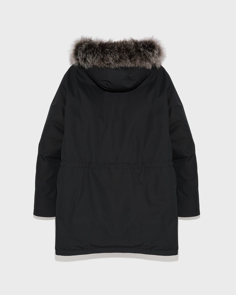 Cotton-blend iconic parka with fox fur trim - black - Yves Salomon