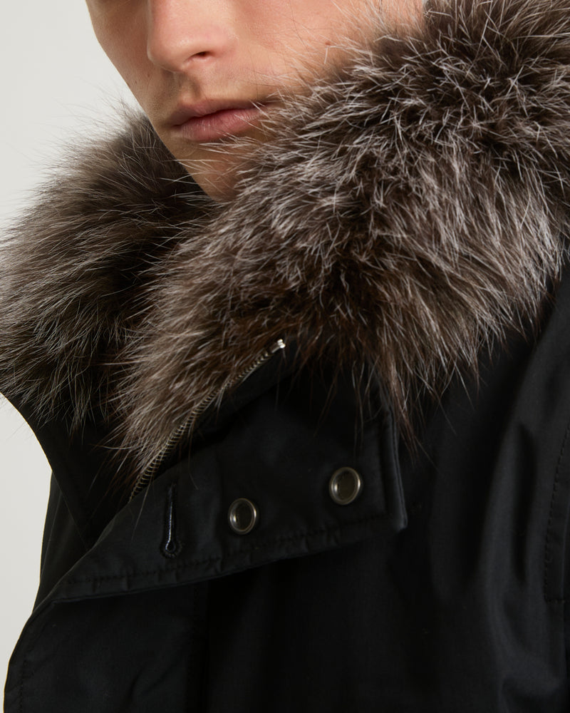 Cotton-blend iconic parka with fox fur trim