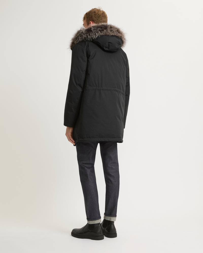 Cotton-blend iconic parka with fox fur trim - black - Yves Salomon