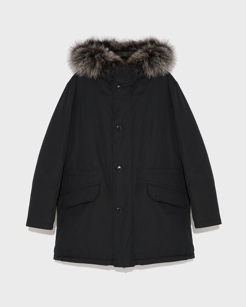 Cotton-blend iconic parka with fox fur trim - black - Yves Salomon