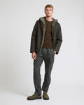 Hooded jacket in technical gabardine and mink fur