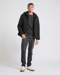 Hooded jacket in technical gabardine and mink fur