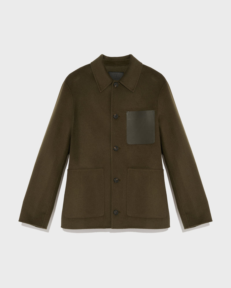 Workwear jacket in double-sided wool-cashmere fabric - khaki - Yves Salomon