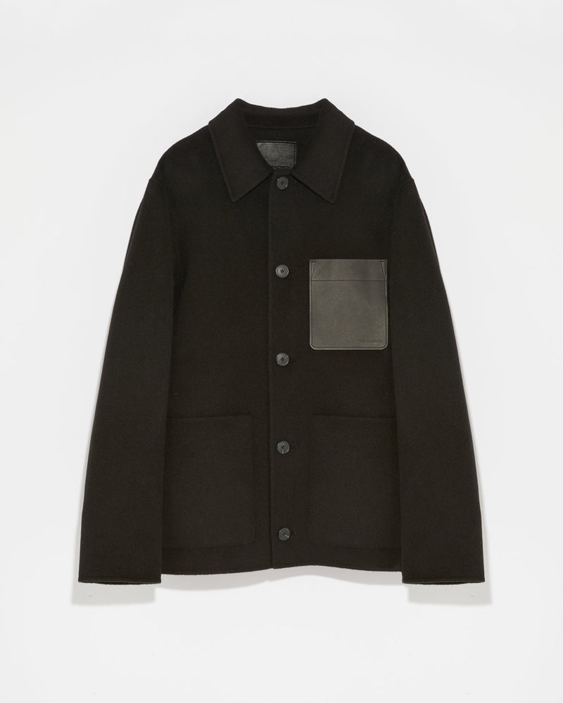 Workwear jacket in double-sided wool-cashmere fabric - black - Yves Salomon