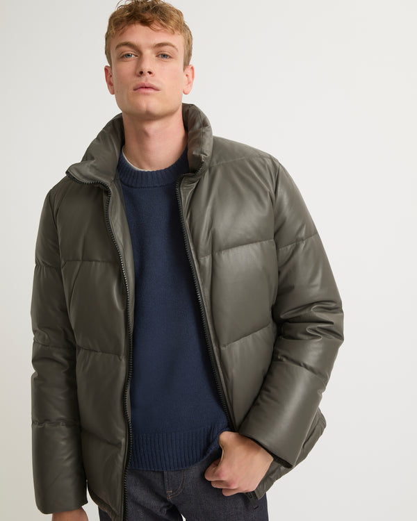 Leather down jacket - grey - Yves Salomon