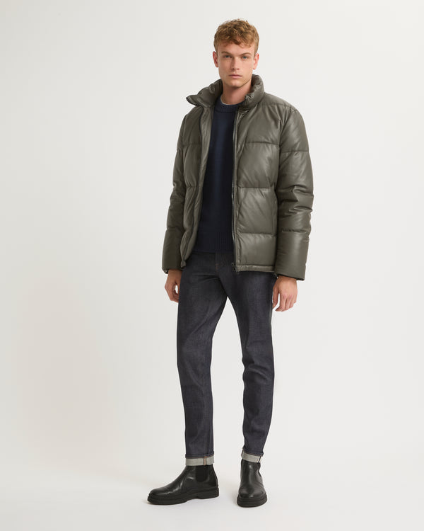 Leather down jacket - grey - Yves Salomon