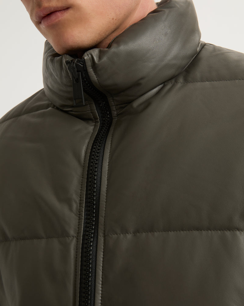 Leather down jacket - grey - Yves Salomon