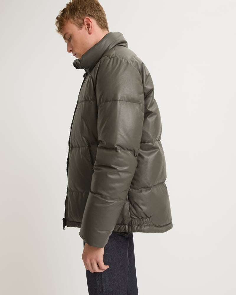 Leather down jacket - grey - Yves Salomon