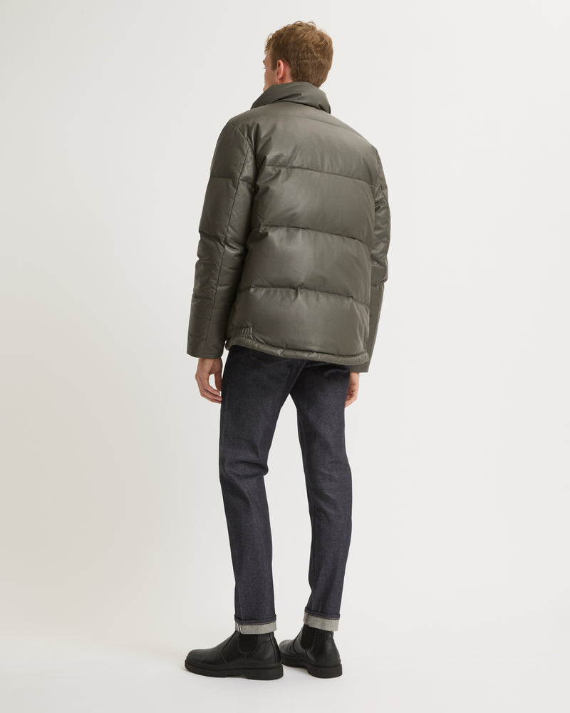 Leather down jacket - grey - Yves Salomon