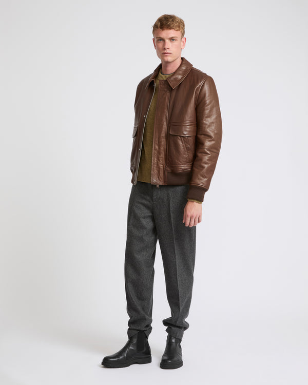 Leather aviator jacket