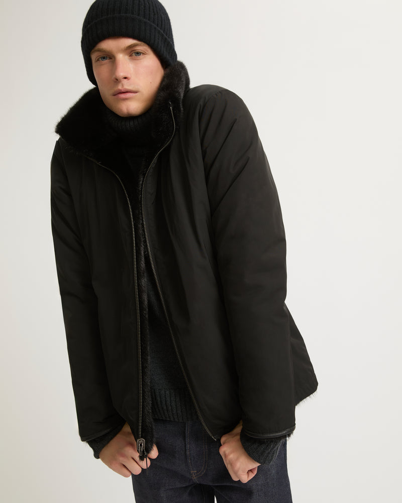 Reversible mink fleece jacket - black - Yves Salomon