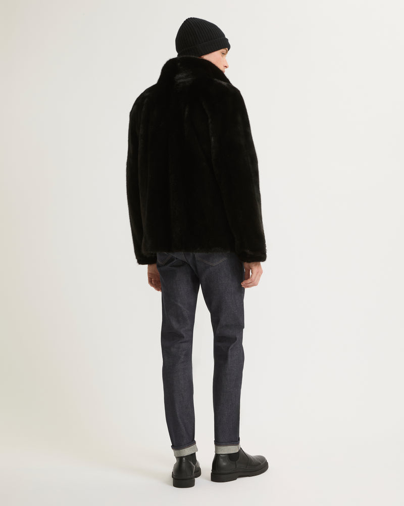 Reversible mink fleece jacket - black - Yves Salomon