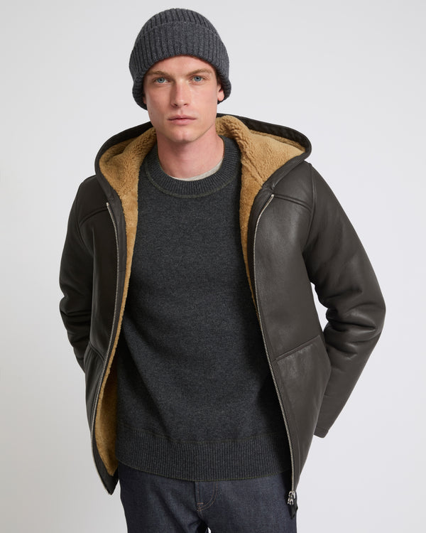 Silky shearling hoodie - brown - Yves Salomon