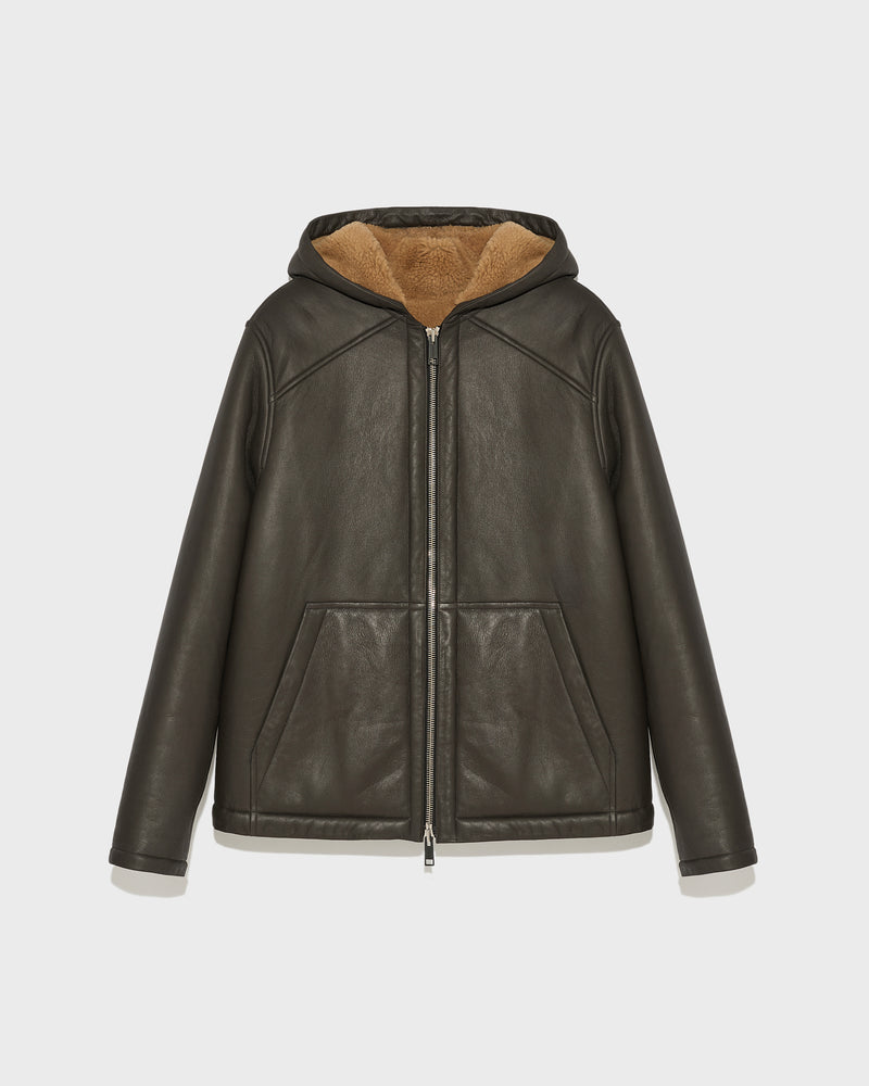 Silky shearling hoodie - brown - Yves Salomon