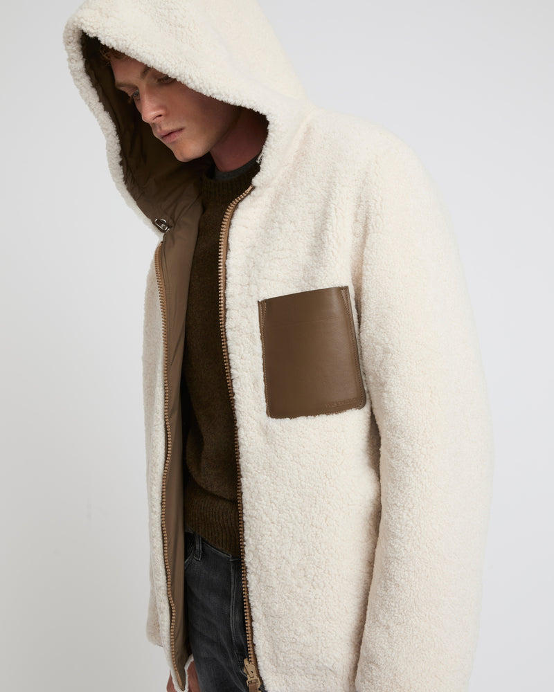 Reversible shearling hoodie - white - Yves Salomon