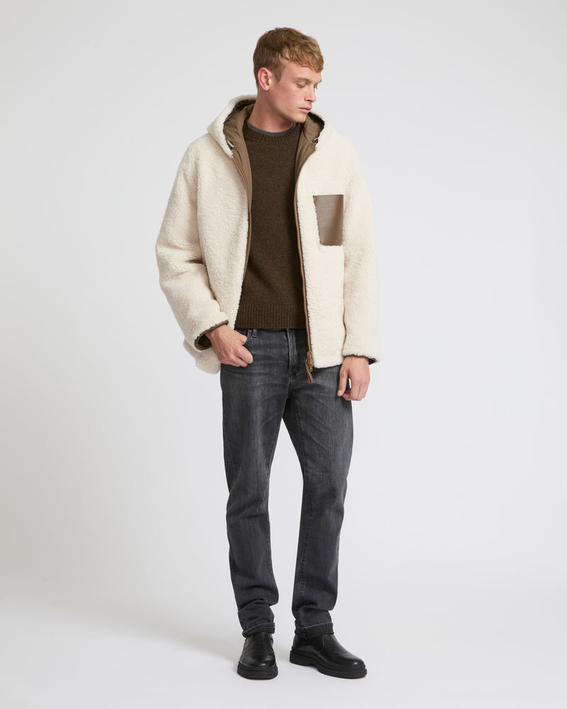 Reversible shearling hoodie - white - Yves Salomon