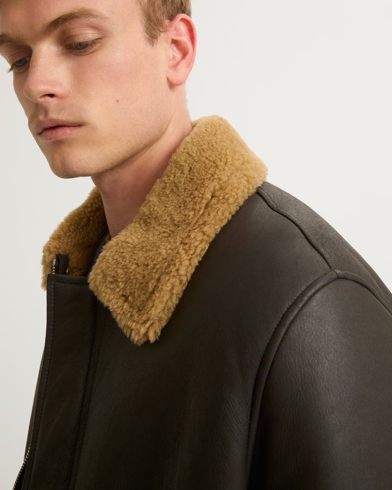 Silky shearling jacket - brown - Yves Salomon