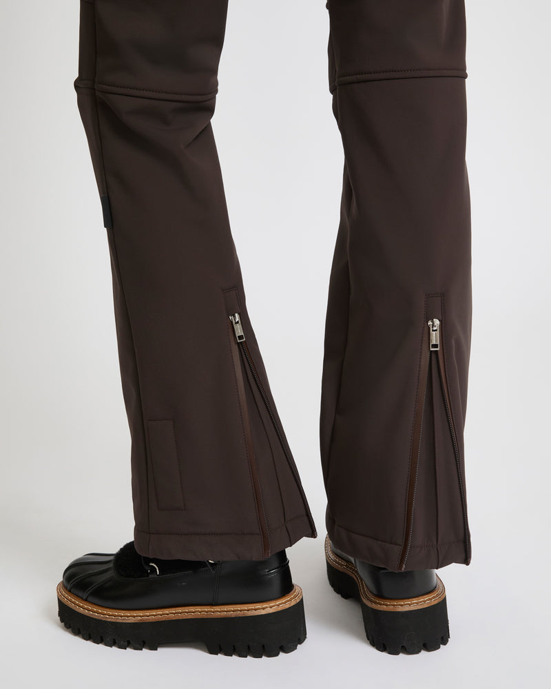 Softshell fabric flared fitted trousers - brown - Yves Salomon