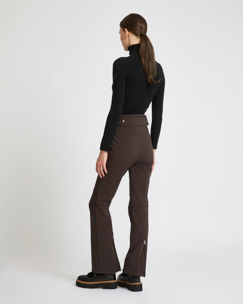 Softshell fabric flared fitted trousers - brown - Yves Salomon