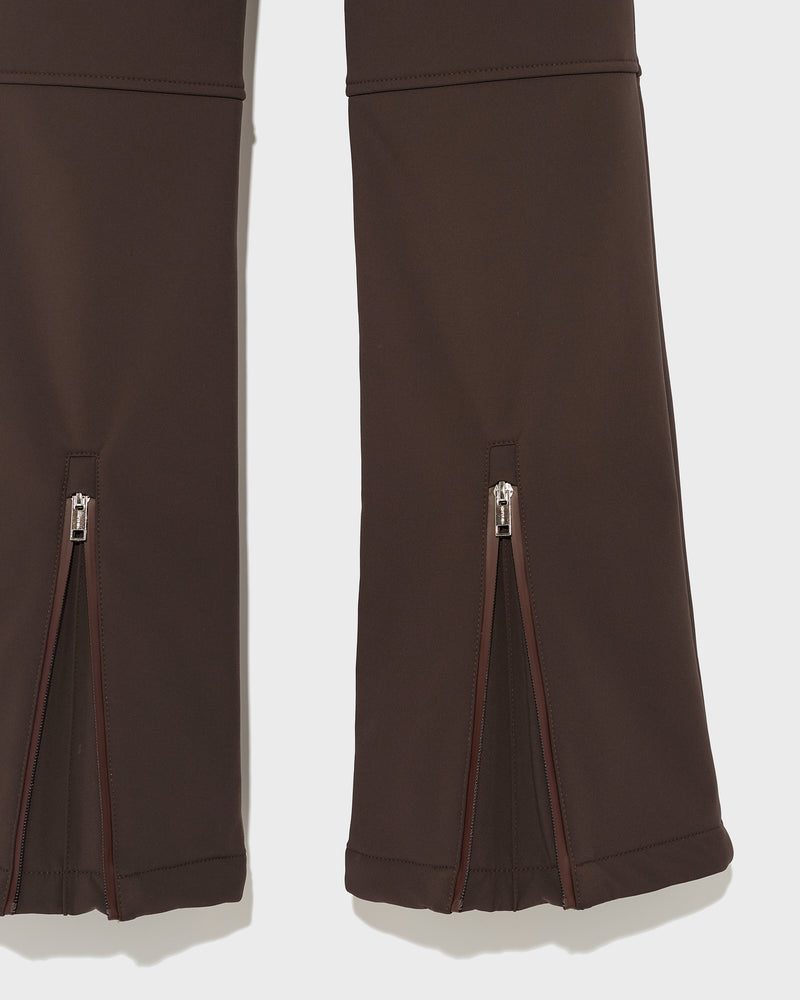 Softshell fabric flared fitted trousers - brown - Yves Salomon