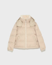 Short ski down jacket with mink trim