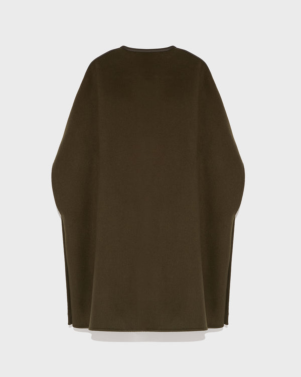 Double-sided cashmere blend cape with button details - khaki - Yves Salomon