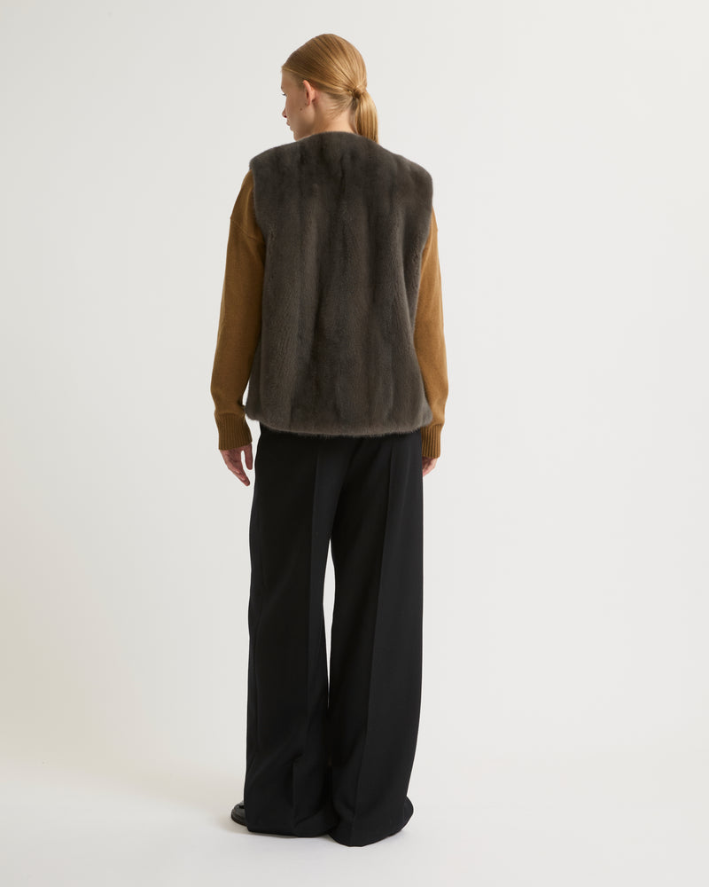 Long-haired mink fur gilet - grey - Yves Salomon