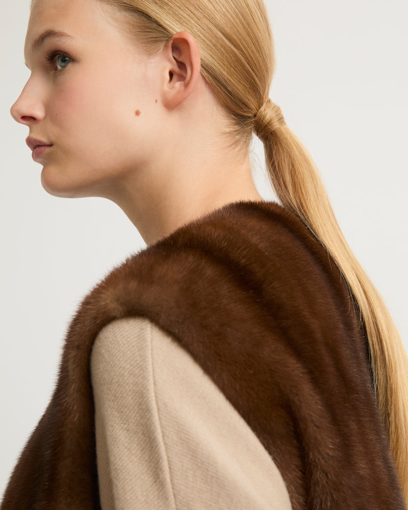 Long-haired mink fur gilet - brown - Yves Salomon