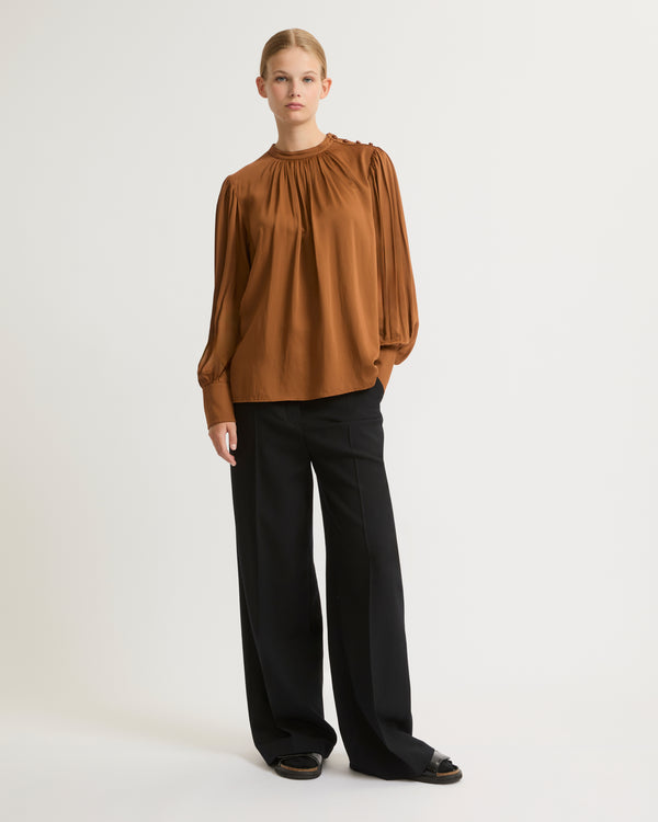 Matte satin fabric top-Yves Salomon-Winter sale & boxing day