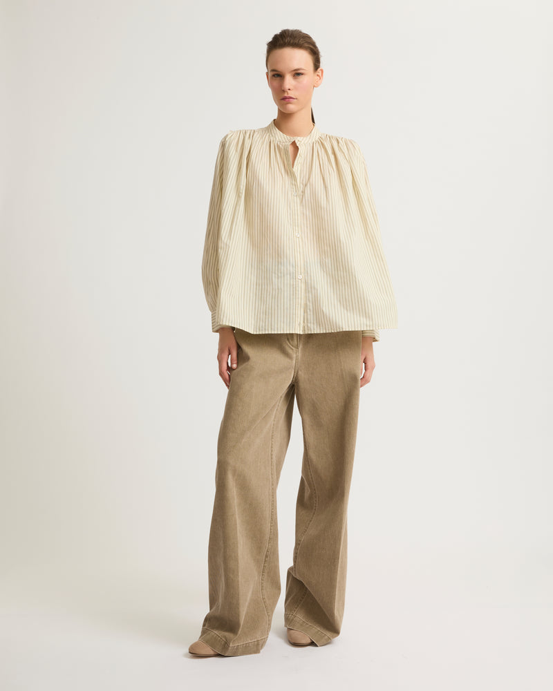 Pleated cotton-blend shirt-Yves Salomon-Winter sale & boxing day