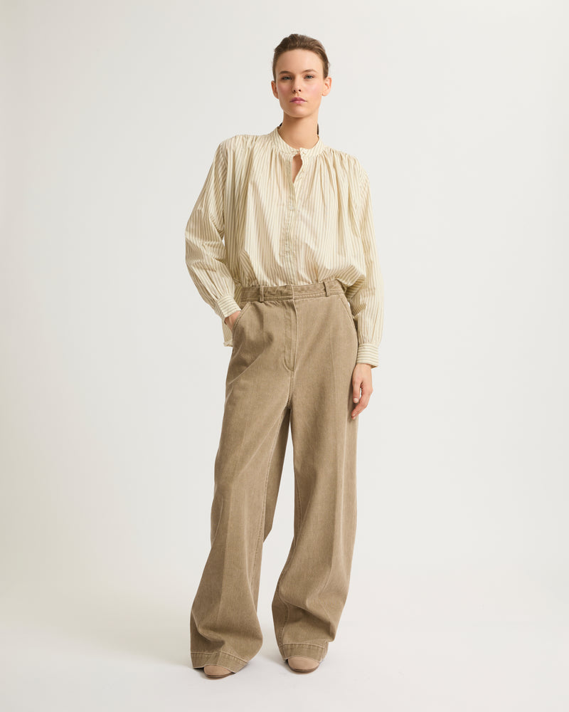 Pleated cotton-blend shirt-Yves Salomon-Winter sale & boxing day