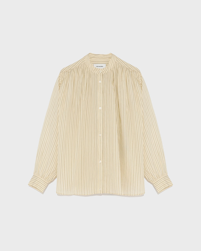 Pleated cotton-blend shirt-Yves Salomon-Winter sale & boxing day