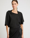 Asymmetric top in matte satin fabric