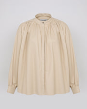 Pleated shirt in thin lambskin leather