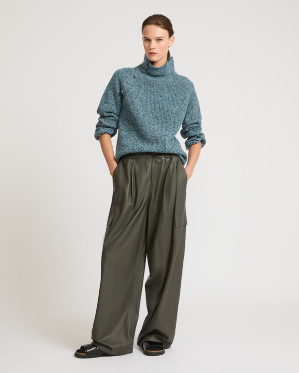 Cashmere funnel neck jumper - blue - Yves Salomon