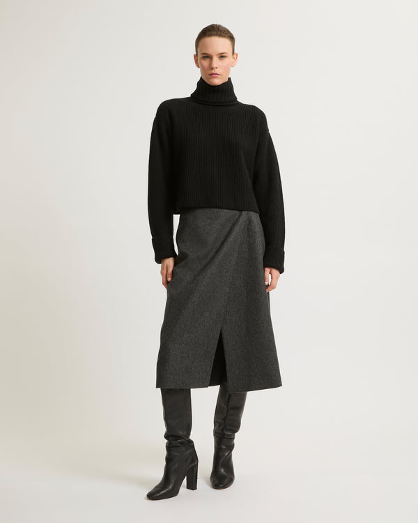 Flannel panel skirt - grey - Yves Salomon