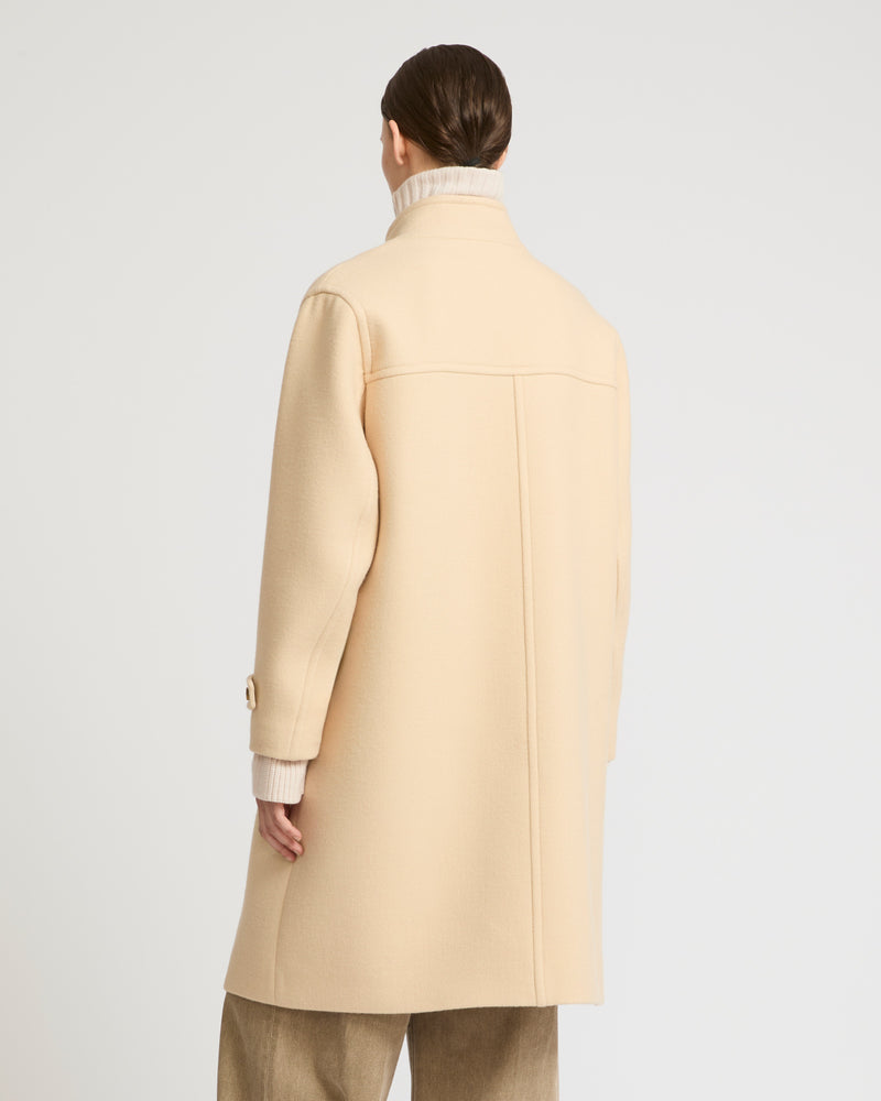 Long woollen pea coat - white - Yves Salomon