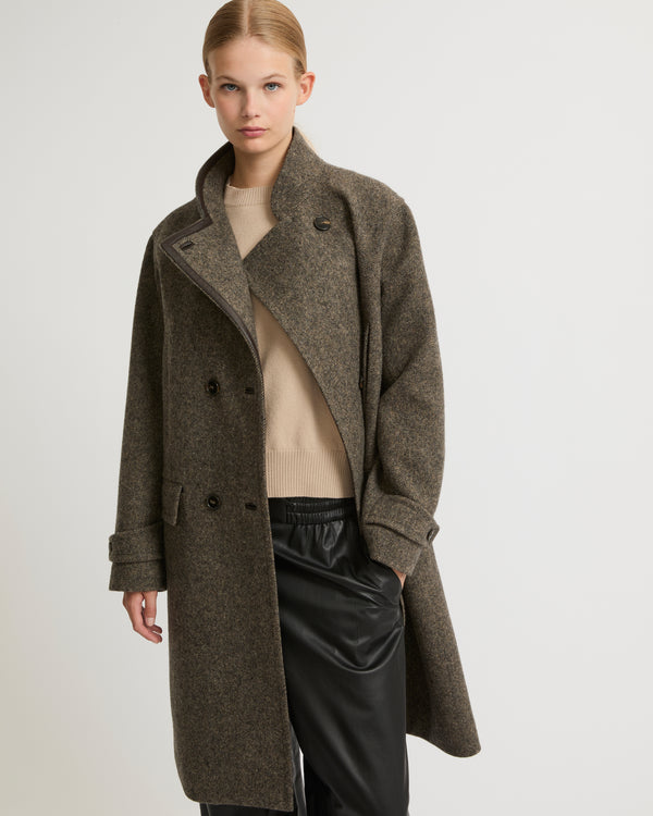 Long woollen pea coat-Yves Salomon-Winter sale & boxing day