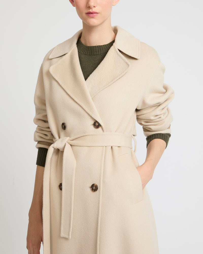 Long wool cashmere-blend trench coat